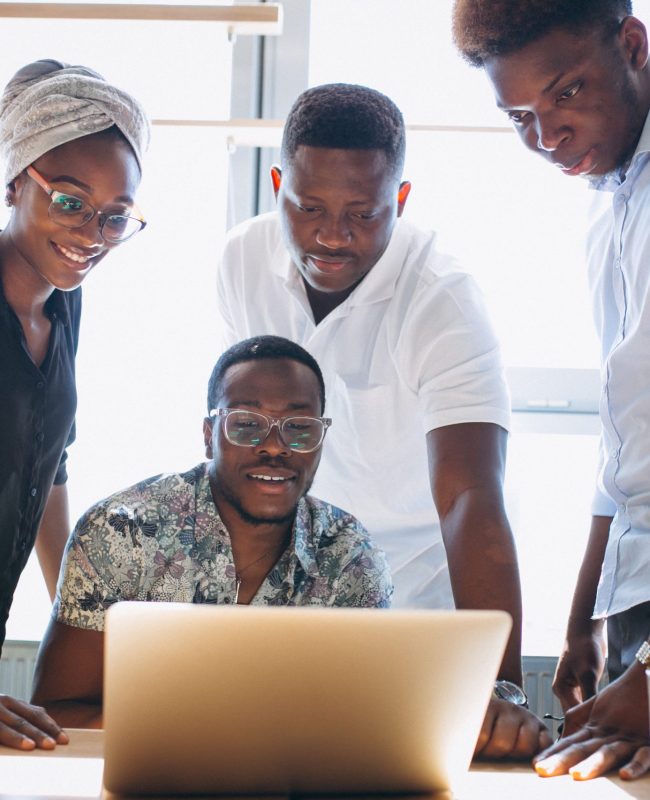 Group of afro americans working together